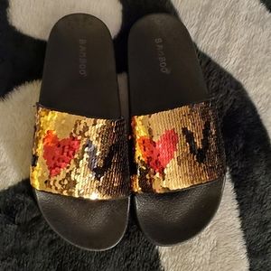 Women's sequin slides L❤️VE Size 8